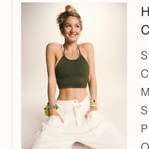 Free People Movement Happiness Runs Crop Tank Vintage Secret Moss